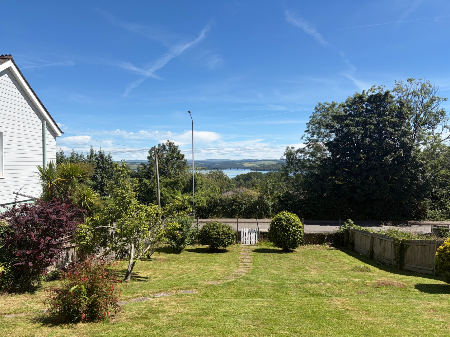 Maintained Saltash garden overlooking the River Tamar countryside
